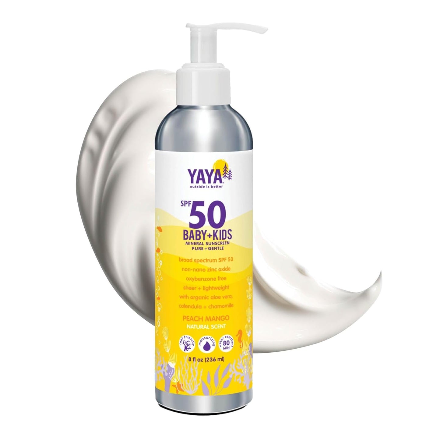 Baby & Kids Mineral Sunscreen Lotion SPF 50 - Reef-Friendly, Non-Nano Zinc Oxide, Water-Resistant | 8 oz
