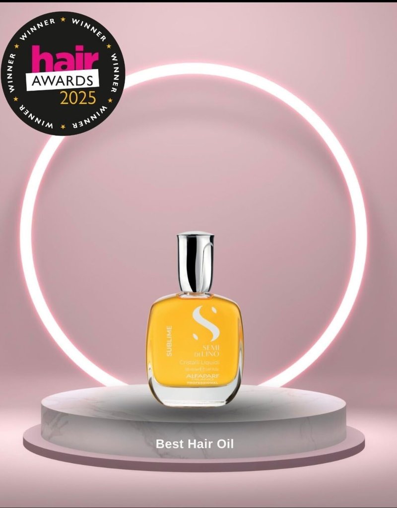 ALFAPARF MILANO Semi di Lino Cristalli Liquidi Hair Oil with Heat Protection - Superior Smoothing and Finishing Hair Serum - Anti Frizz - Brilliant Shine - Vitamin E for Frizzy Hair (0.51 fl oz)