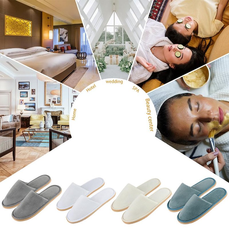 BoxSkivra Spa Slippers, Indoor Slippers, Disposable Slippers for Guests, Washable & Non-Slip Reusable, Women, Men, House, Bedroom, Hotel, Travel, Wedding, Thick Soft, 2-6 Pairs