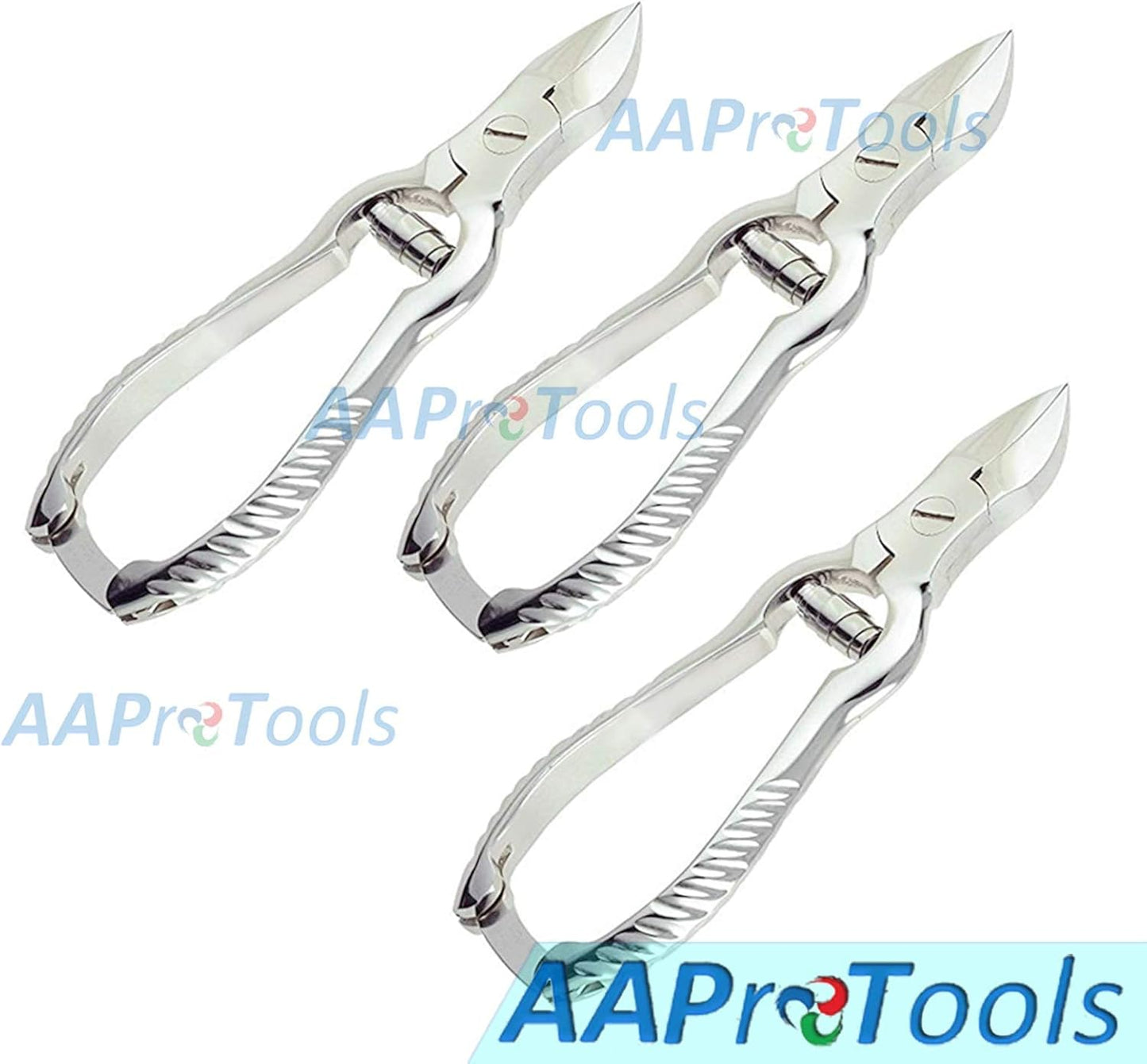 Stainless Steel Toe Nail Nipper Clipper Set - 3-Piece Barrel Spring 5.5”