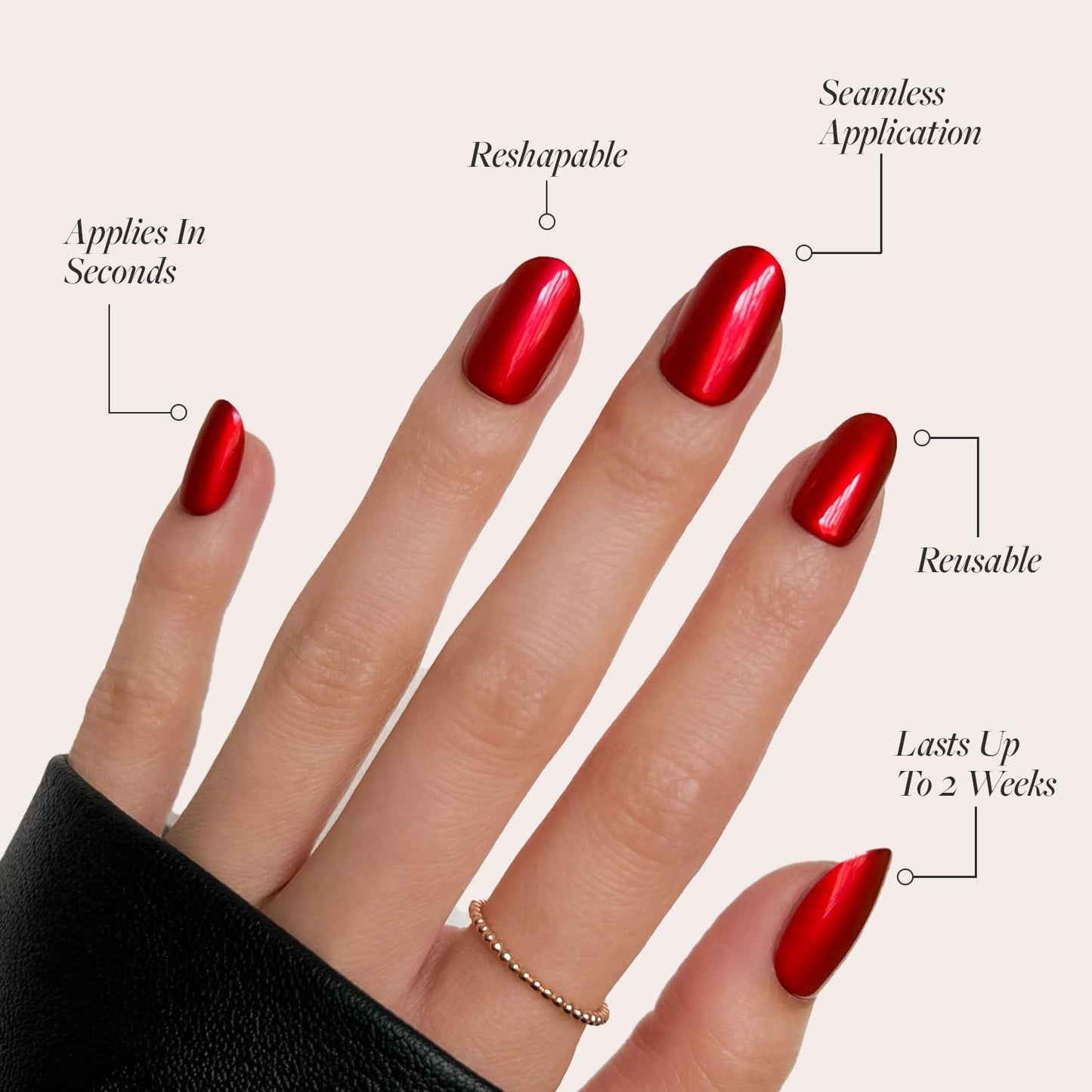 Press-On Nails Bundle - Berry Maroon & Cherry Glaze | Short Round Opaque Red False Nails