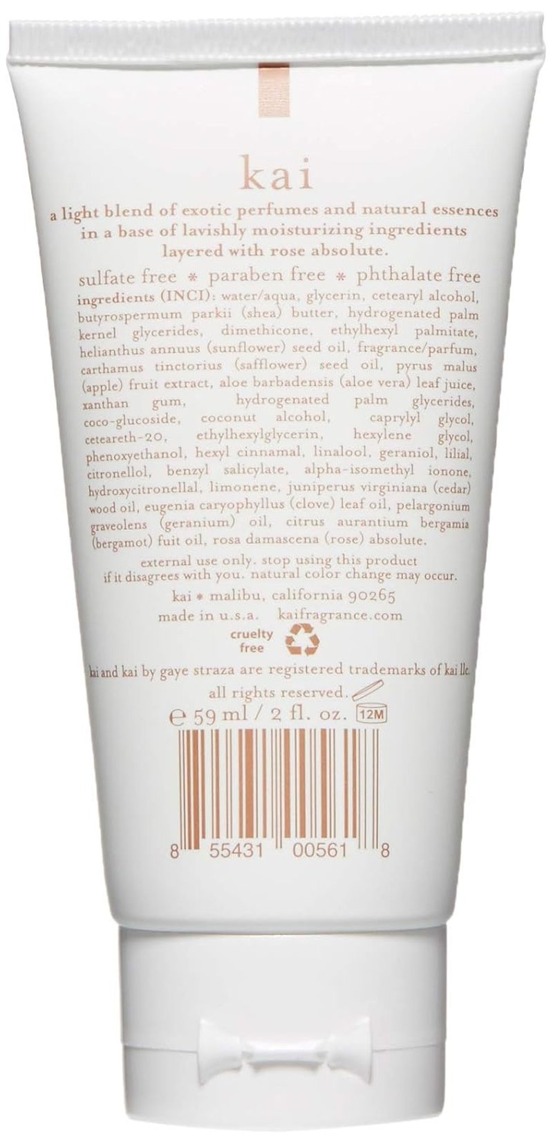 Kai Hand Cream - Nourishing Rose Scent, 2 Fl Oz | Hydrating Moisturizer for Soft Skin