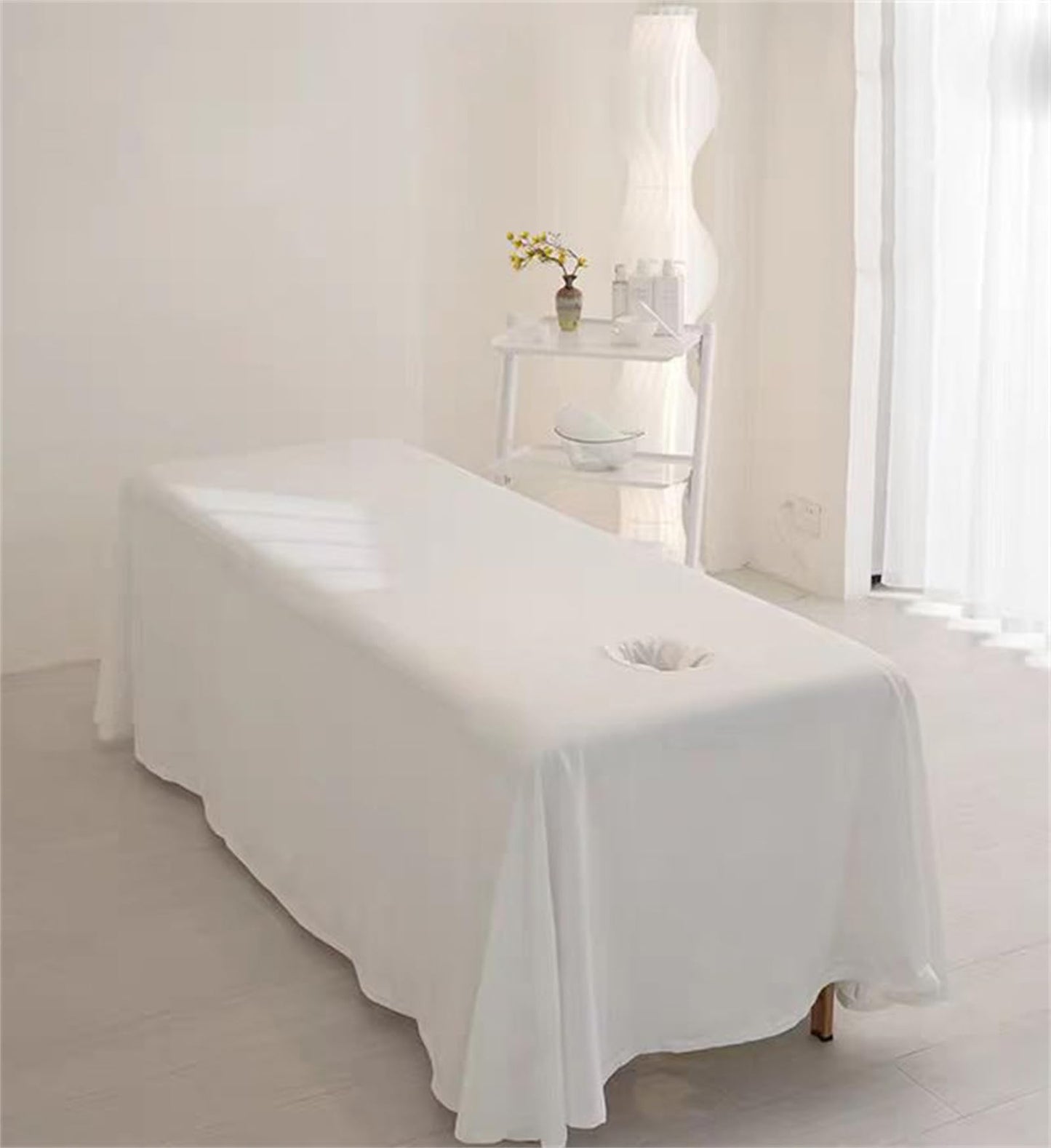 Massage Table Sheets,Massage Table Cover,Massage Linens, Massage Fitted Sheet, Massage Face Rest Cover with Hole, Sutiable for Beauty,Spa 75 * 118 in (White (75 * 118in))