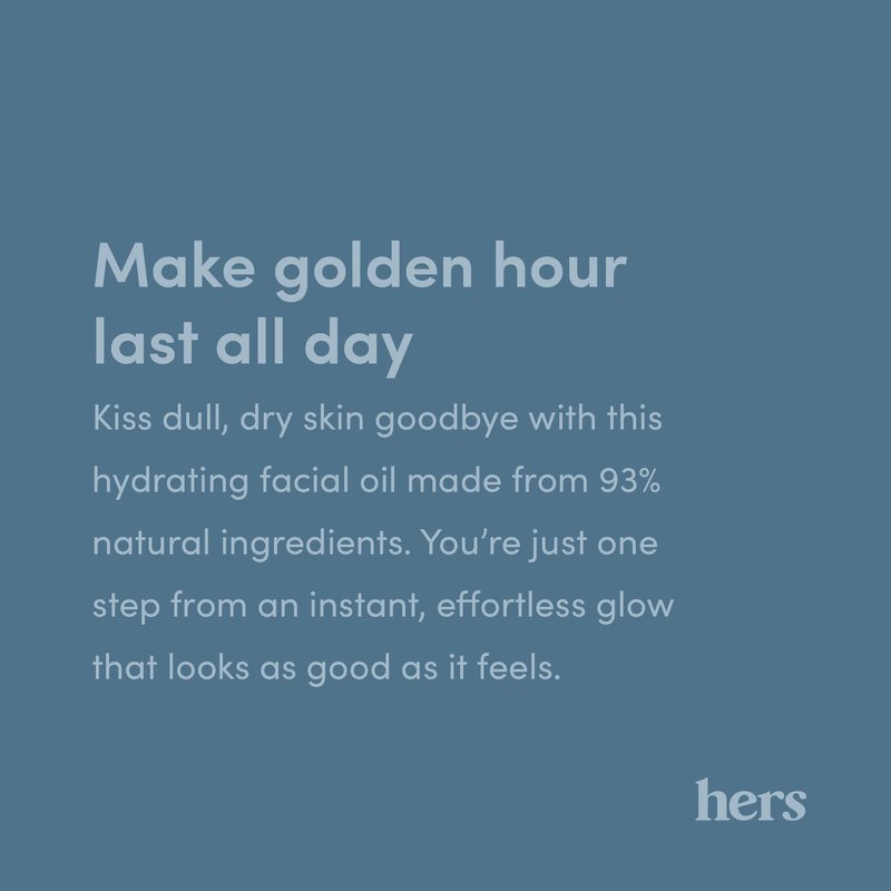 hers Effortless Glow Face Oil - Anti Aging Facial Oil for Glowing Skin - Softens, Hydrates, Smoothes Wrinkles - Contains Jojoba Oil, Tea Tree Oil, Rosehip - 1 fl Oz