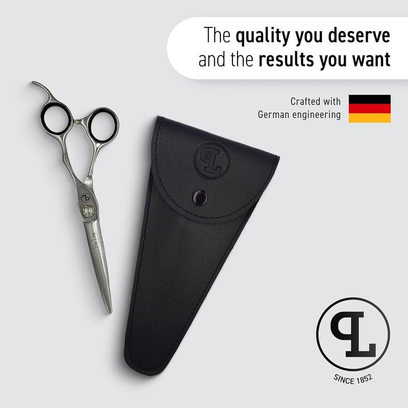 PIUS LANG Professional Hair Cutting Scissors 6.5" Since 1852 – Premium Shears for Beauty Students, Beginner Stylists & Premium Home Use, Convex Blades, Ball-Bearing Tension System + Pouch