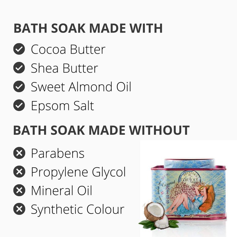 Barefoot Venus bath Soak, Hand Cream & Argan Oil Body Care Gift Set (coconut Kiss)
