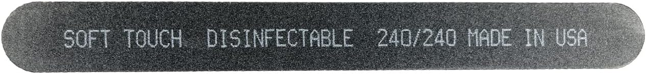 240 Grit Soft Touch Nail File - 7 Inch Black Cushion for Natural & Artificial Nails (25 Pack)