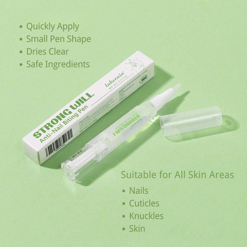 Anti-Nail Biting Pen for Kids & Adults, Bitter Taste Nail Polish, 2-in-1 Nail Hardener & Daily Nail Care, Thumb Sucking Habit Aid