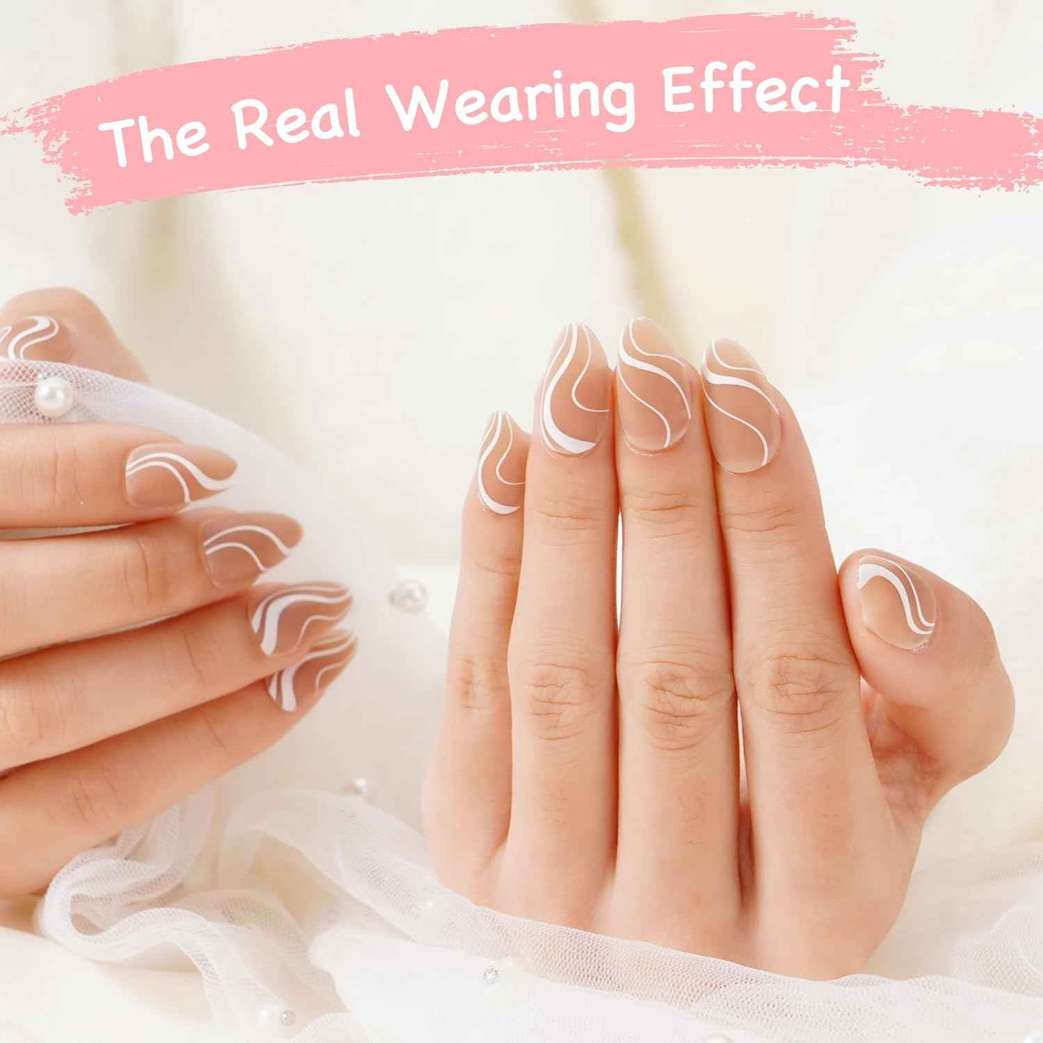 300 Pcs French Gel Nail Tips - Medium Almond Press-On Nails for Fall - Soak Off Acrylic Extensions