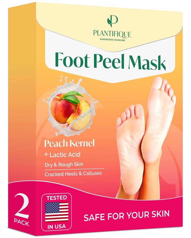 PLANTIFIQUE Foot Peeling Mask - 4 pack Dermatologically Tested to Repair Heels & Remove Dead Skin for Baby Soft Feet - Exfoliating Peel Mask for Cracked Feet