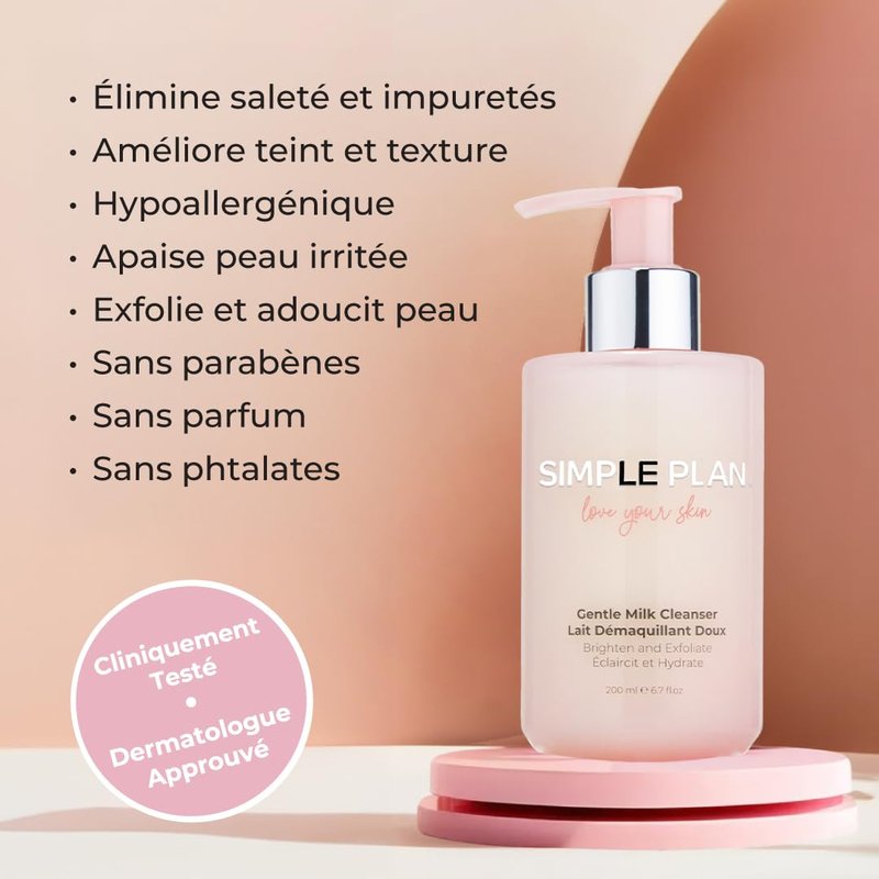 SIMPLE PLAN Hydrating Milky Facial Cleanser – Gentle Moisturizing Face Wash for Sensitive & Dry Skin, Fragrance-Free Cleansing Milk for Women & Men – 200 ML