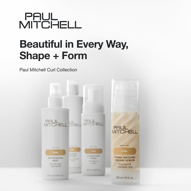 Paul Mitchell Twirl Around Cream Serum, Frizz Control, Touchable Hold, For Curly + Wavy Hair, 5.1 fl. oz