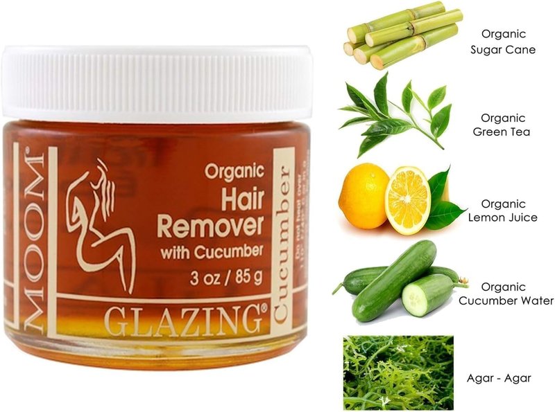 MOOM Organic Hair Removal Wax Kit - Sugar Wax with Cucumber & Green Tea, Body Wax Kit for Bikini & Leg - 3 oz Jar with 18 Reusable Wax Strips & 6 Applicator Sticks - Ideal for Sensitive Skin - 2 Pack