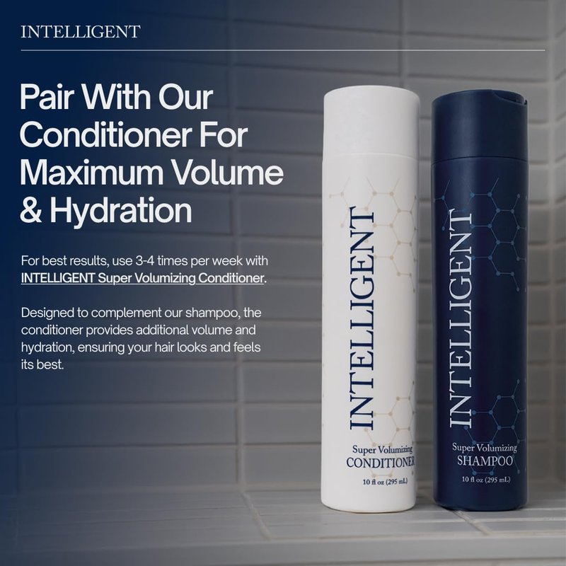 INTELLIGENT Super Volumizing Hair Loss Shampoo - Strengthens Weakened Hair | Maximizes Volume | Formulated for Thinning Hair | 10 fl oz (295 ml)