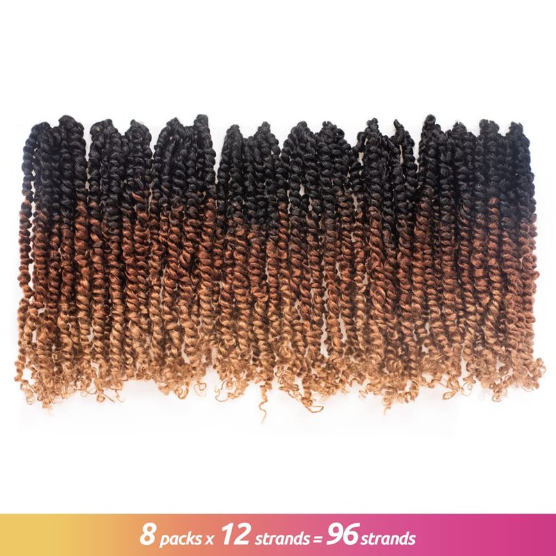 Tiana Passion Twist Hair - 12 Inch Ombre Brown Blonde Crochet Braids | 8 Packs Pre-Twisted Synthetic Extensions