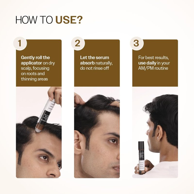 Bare Anatomy Advanced Hair Growth Serum Roll-On| 3% Redensyl + 4% Anagain + 2% Baicapil + 5% Rosemary, Rice Water, Biotin & Saw Palmetto| Reduces Hair Fall, Supports Hair Growth for Men & Women | 25ml