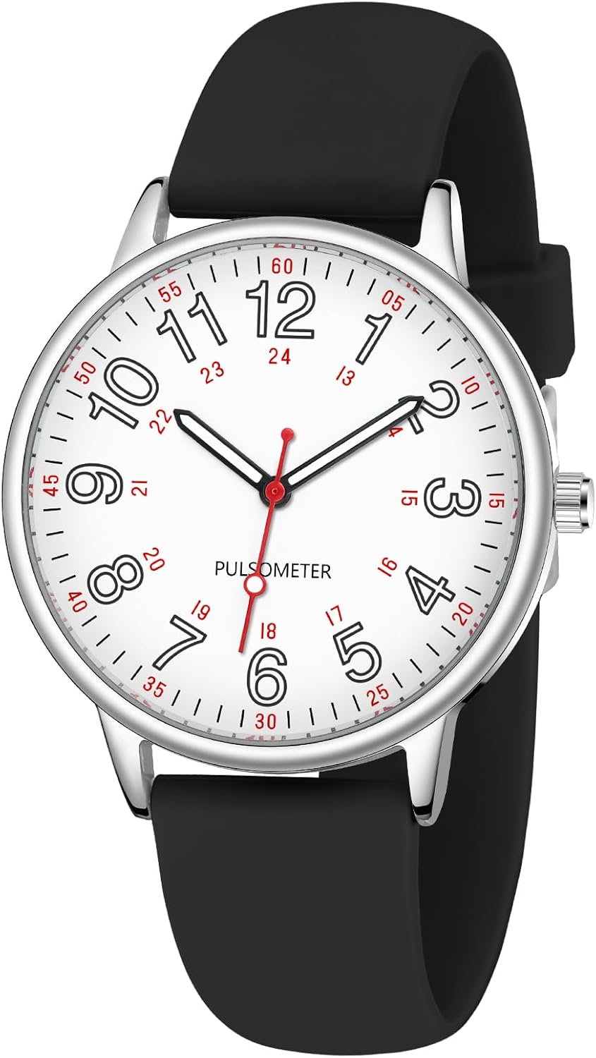 Waterproof Nurse Watch for Medical Professionals,Doctors Nursing Women Men,12/24 Hour Military Time,Analog Watch with Second Hand Nursing Luminouse Easy Read Dial Nurse Watches for Women