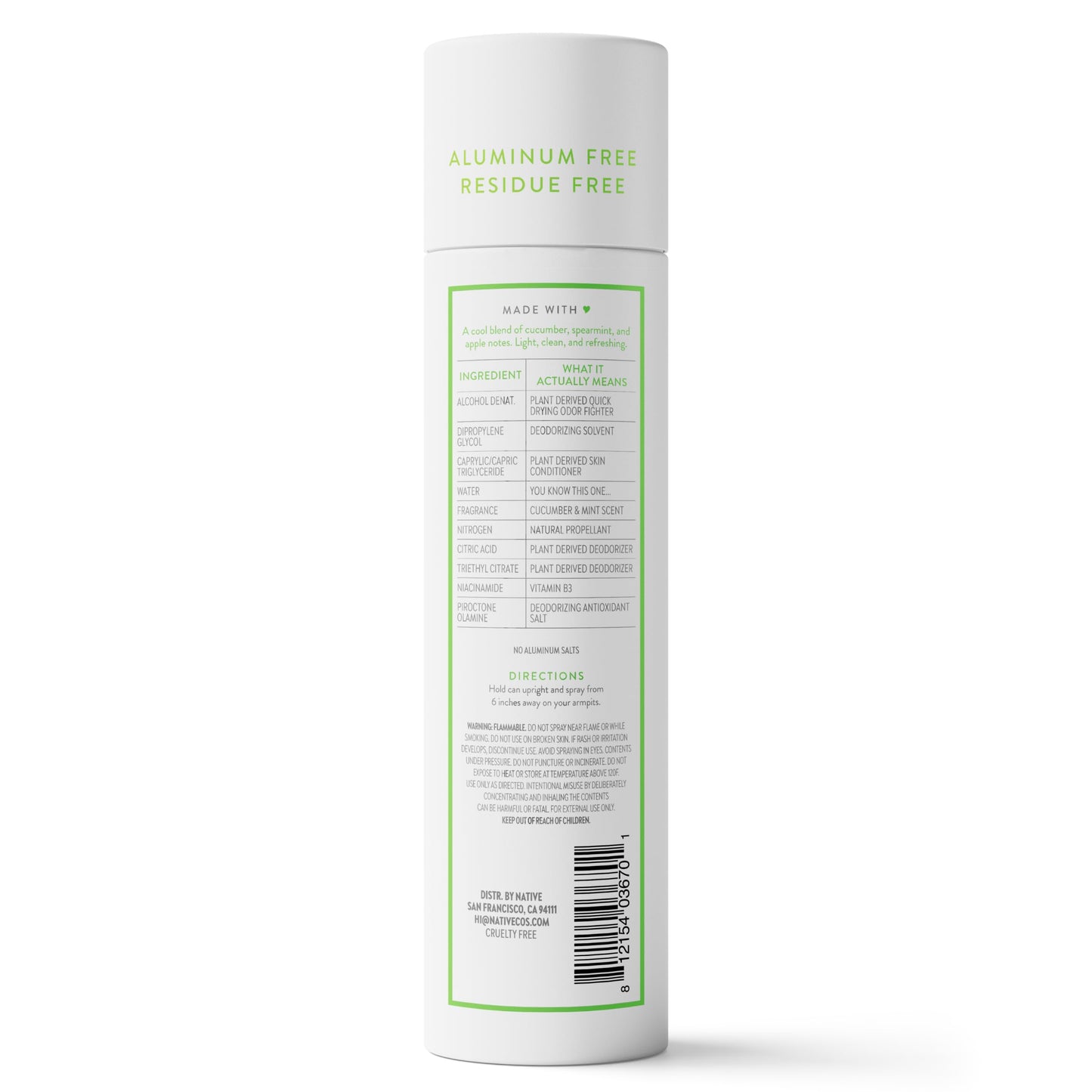 Native Deodorant & Body Spray, Cucumber & Mint, 72-Hour Odor Protection for Underarms & Body, Aluminum Free, Quick Drying, 3.5 oz
