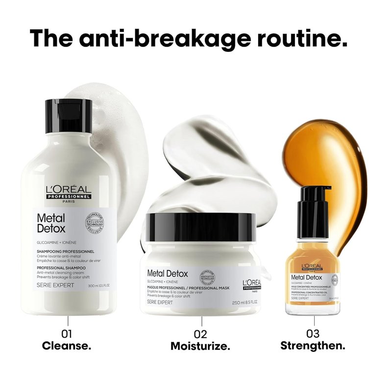 L'Oréal Professionnel Paris Metal Detox Shampoo & Mask Set - Hydrating Hair Repair Set For Dull & Brittle Hair, Prevents Damage & Color Fading, Sulfate Free