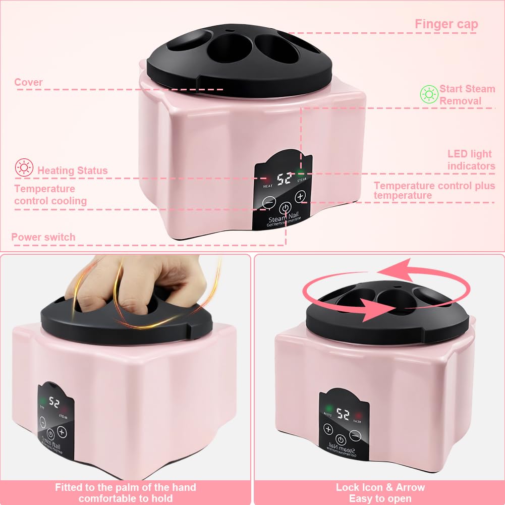 Nail Soaking Bowl & Care Kit - Electric Gel Polish Remover Steamer for Home & Salon