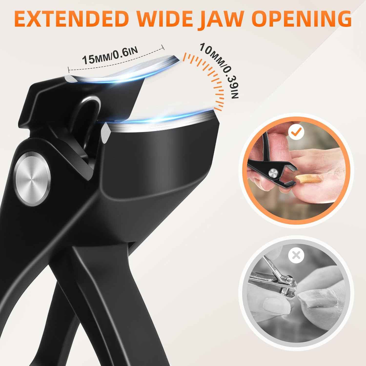 Slanted Toenail Clippers for Thick Toenails - Angled Head Nail Trimmers for Seniors