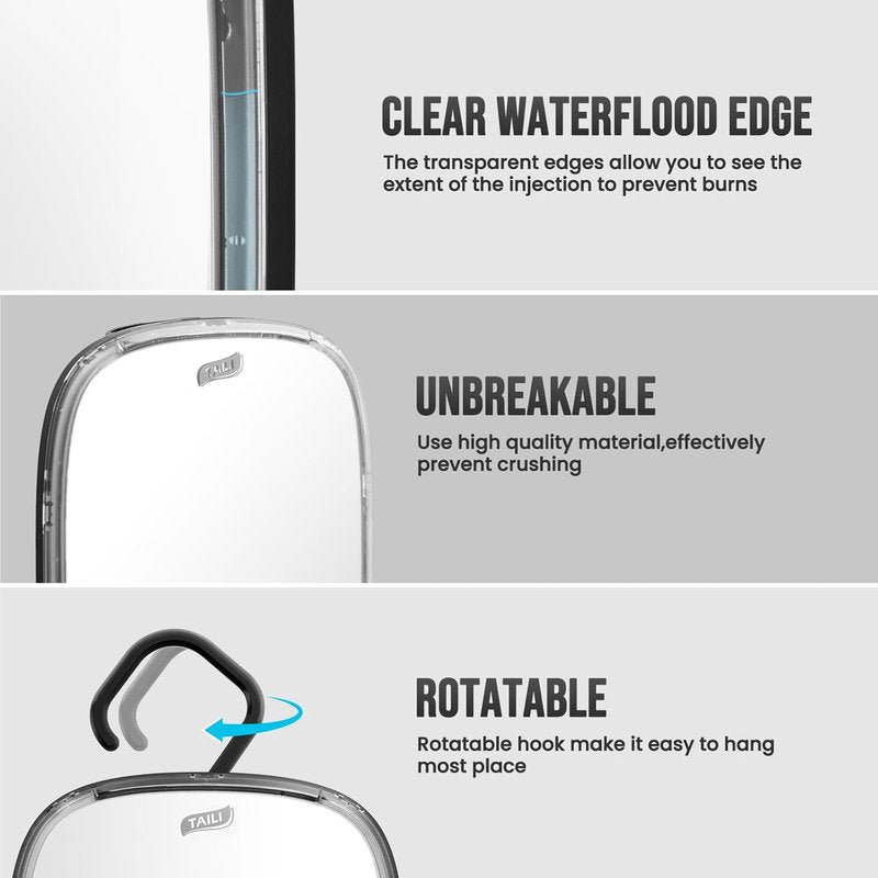 Fogless Shower Mirror for Shaving - Portable Wall-Mounted Shave Mirror | Shatterproof & Travel-Friendly (Black)