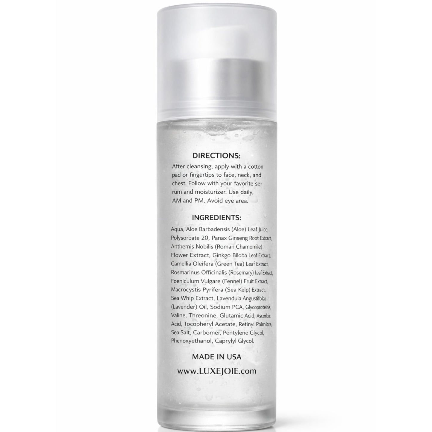 LuxeJoie Hydrating Gel Toner for Face – Aloe & Botanical Facial Toner for Sensitive Skin, Lightweight Non-Sticky Hydrating Face Toner with Green Tea & Ginseng, Cooling Pre-Serum Toner, 6.7 oz