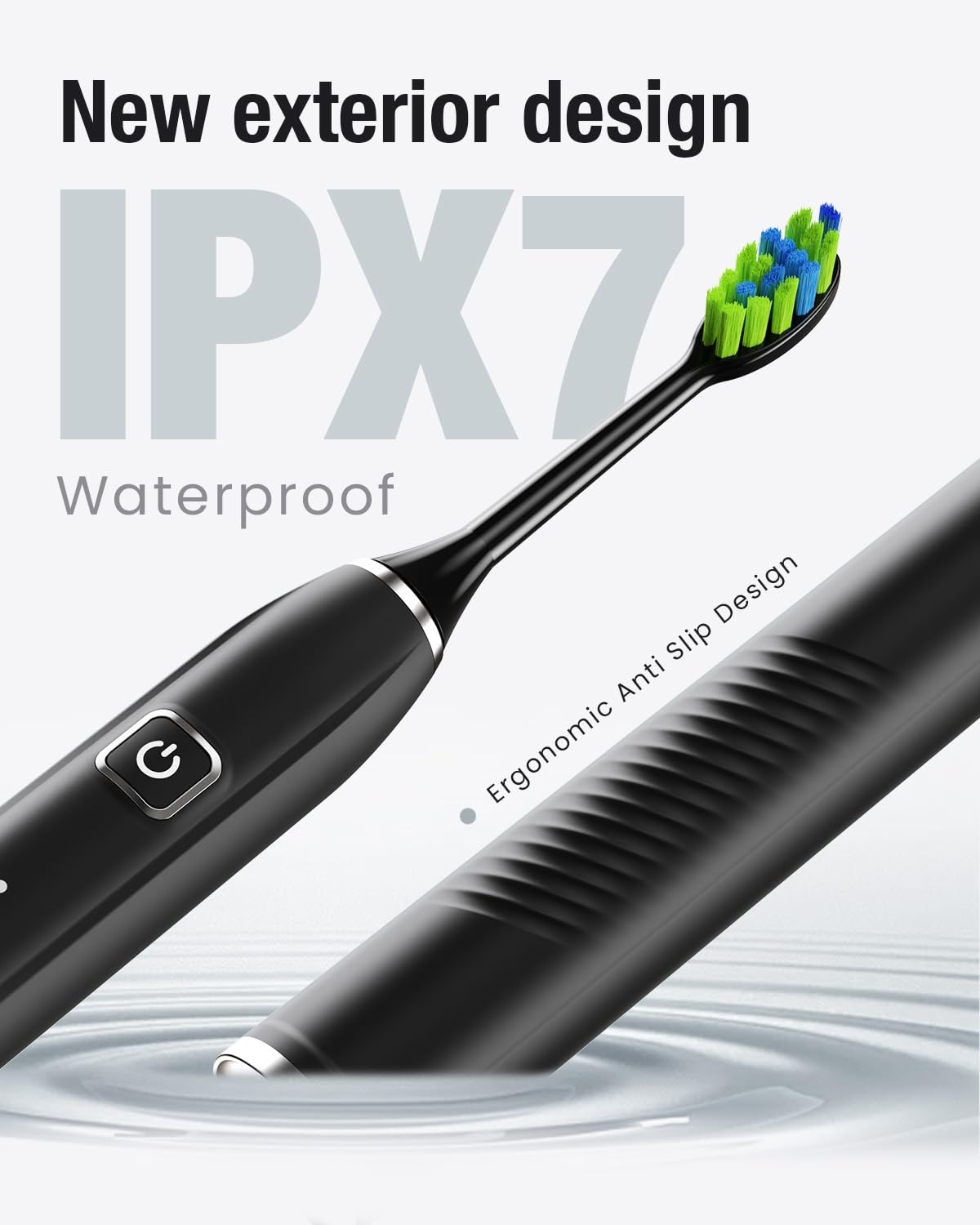 7AM2M Sonic Electric Toothbrush with 6 Brush Heads for Adults&Kids, One Charge for 120 Days, USB-C Charge, 5 Modes, 40000VPM Powered Toothbrush (Black)