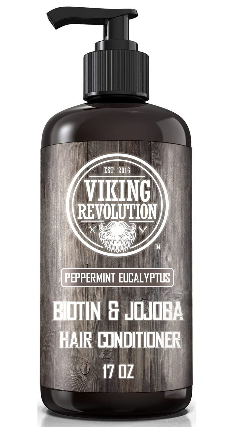 Viking Revolution Biotin Mens Shampoo and Conditioner Set - Eucalyptus Shampoo and Conditioner Set with Jojoba and Mint Oil - Peppermint Oil Hair Conditioner for Men (17 Oz)