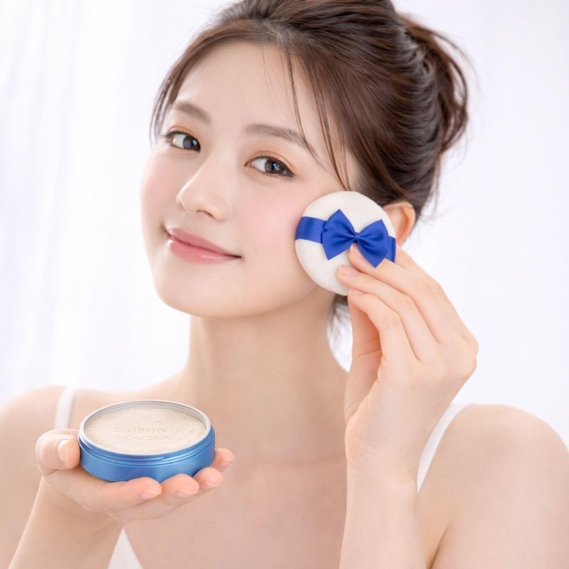 Club Suppin Translucent Pressed Powder Foundation + Overnight Skincare, Finishing Powder Makeup & Face Powder with Amino Acids, Shea Butter& Aloe, 24H Long-Lasting Japanese Skincare, WHITE, 2EA