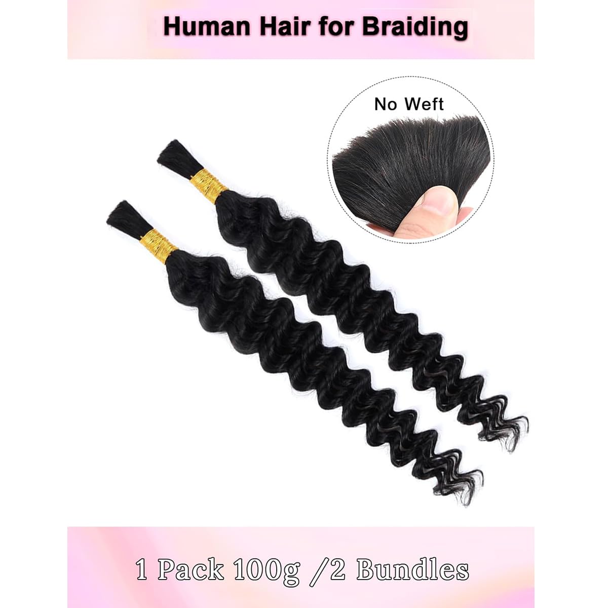 Loose Wave Human Braiding Hair - 22 Inch 50g Bulk No Weft Bundle | 10A Brazilian Virgin Curly Extensions for Boho Braids