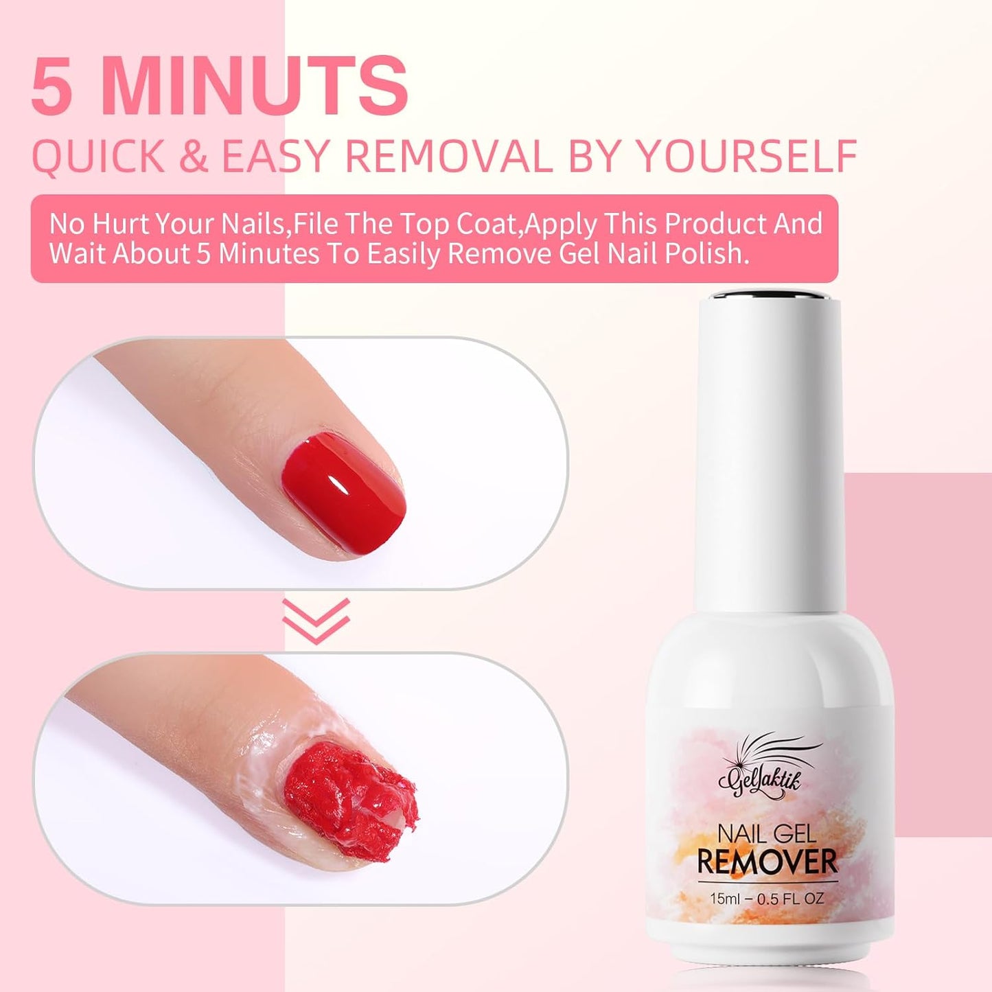 Gel Polish Remover Kit - 3 x 18ml with Cuticle Oil & Liquid Latex Tape, Fast 3-5 Min Removal