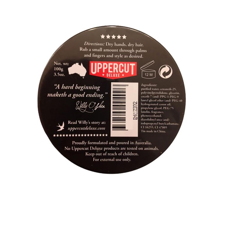 UPPERCUT DELUXE Barbers Collection Deluxe Pomade, 10.5 oz / 300g - Strong Hold, High Shine Hair Pomade – Water-Based, Easy Washout – Classic Barber Styling for Slick Backs, Side Parts & Pompadours