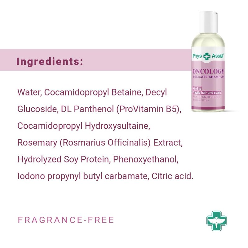 PhysAssist Oncology Delicate Shampoo - Gentle Care for Fragile Hair & Scalp | Fragrance-Free, 8 oz