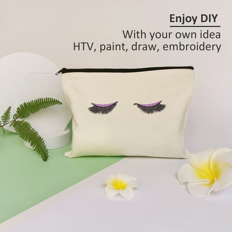 Koolmox Canvas Zipper Pouch, 40 Pack Bulk Cosmetic Bags Embroidery Bag Blank for Tie Dye, Marker, Circuit Projects, Christmas Gifts, Travel Bags for Pen Pencil Zipper Pouch.