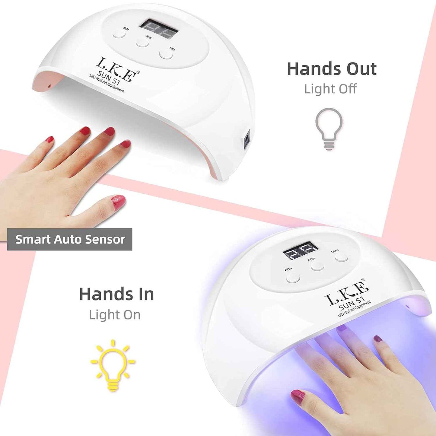 72W UV LED Nail Lamp & Nude Beige Gel Polish Set - Professional Nail Dryer for Gel Nails