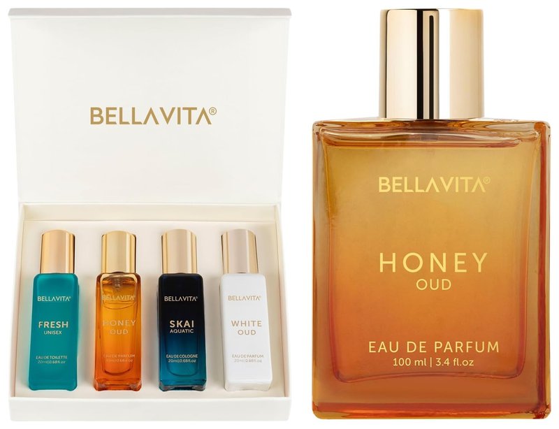 Women's Perfume Gift Set - 4 Fragrances (0.68 fl. oz. & 3.4 fl. oz.) | Honey Oud, Fresh, White Oud | Ideal for Gifting & Daily Wear