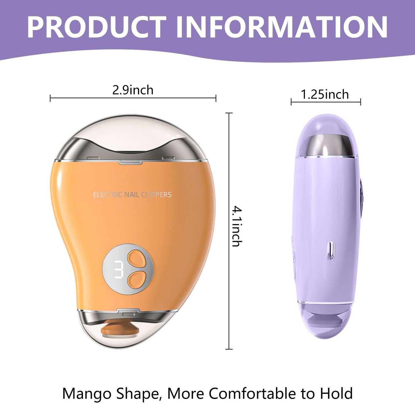 Electric Nail Clippers for Seniors with Electric Nail File, Led Light and 3 Speeds, Automatic Electric Nail Trimmer Adult and Kids Nail Clippers, Fingernail Grinder with Storage for Scraps (Purple)