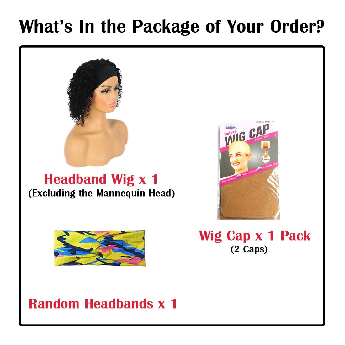 Short Curly Headband Wigs Human Hair Wig for Black Women, Glueless Kinky Curly Weave Wigs 100% Unprocessed Hair None Lace Front Wigs Color 1B 150% Density (10", 1B, Curly)