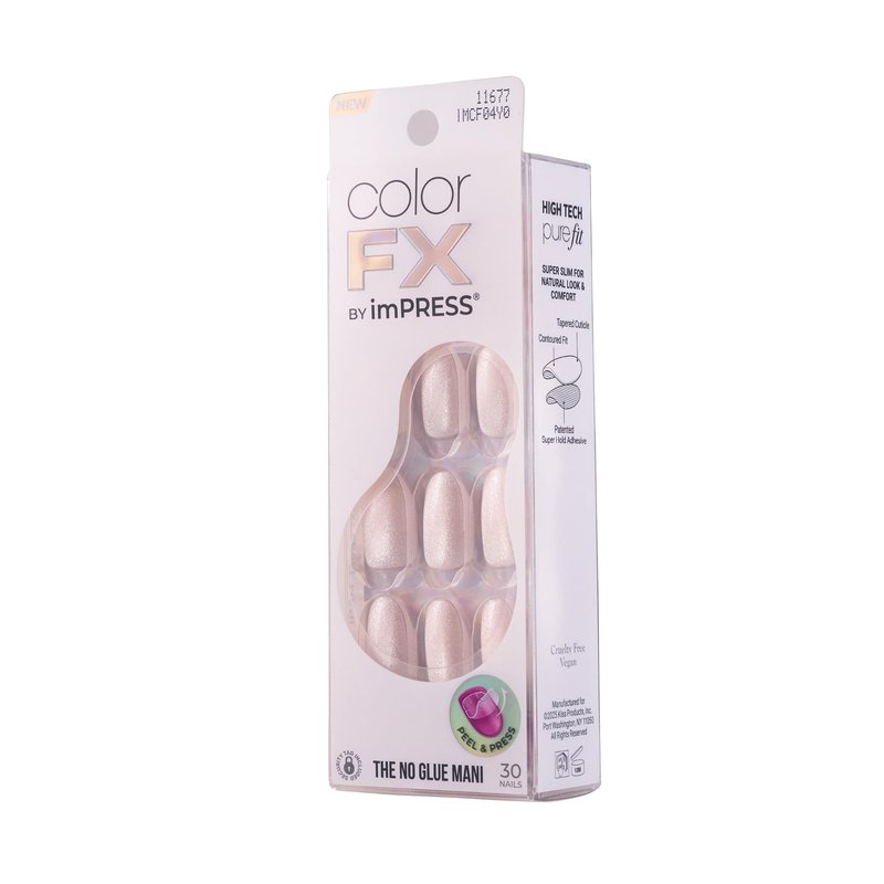 KISS Impress Color FX No Glue Mani 30 Pcs Press on Nails, Medium False Nails, Metallic Chrome & Cat Eye, Peel & Press, Hassle-Free Removal, Includes Manicure Stick, Prep Pad & File (Focus, Medium)