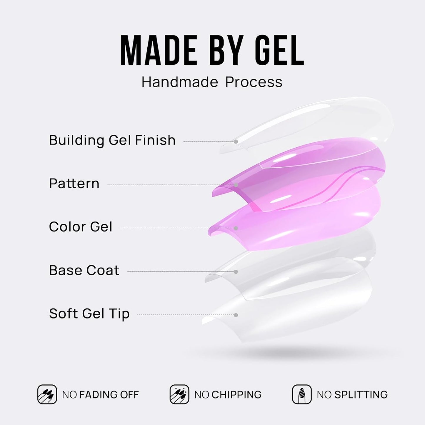 French Tip Almond Press On Nails - Short, Natural Fit, Classic & Dazzling Pink