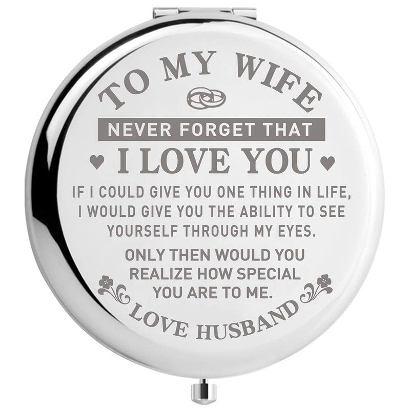 DIDADIC Travel Makeup Mirror for Wife, Wife Birthday Gift Ideas, Wife Gifts for Wedding Anniversary Valentines Day Mothers Day, Romantic Gift for Her