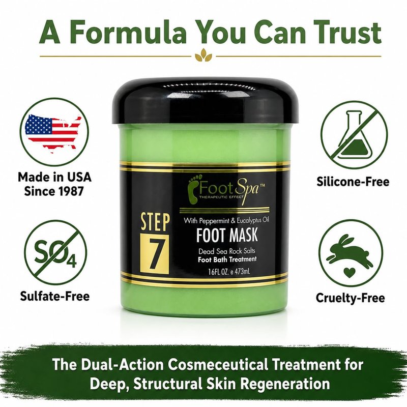 FootSpa Foot Repair Mask - Dual-Action Cosmeceutical Treatment that Regenerates Skin from Within to Heal Painful Fissures and Provide Spa-Quality Cooling Relief - 16 oz