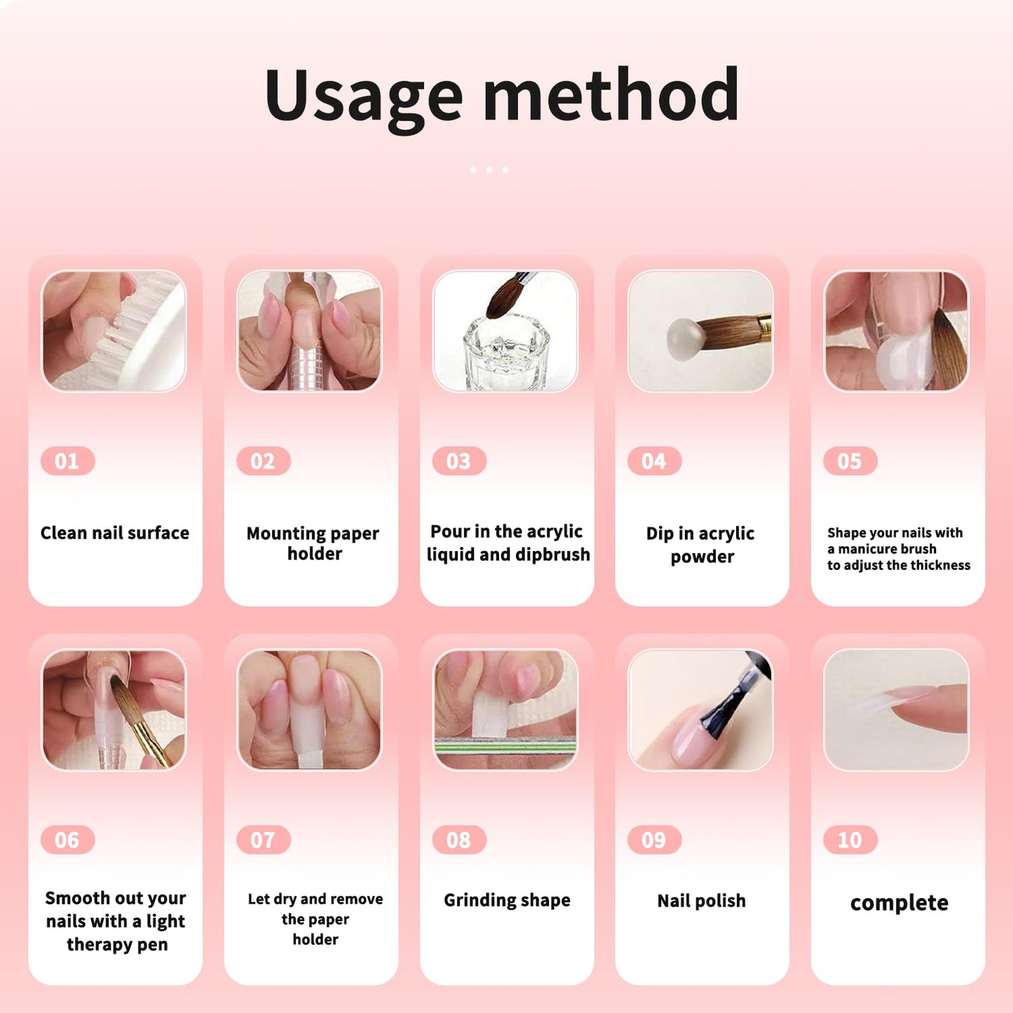 6-Color Acrylic Nail Powder Set - Advanced Polymer, 0.33 oz Each for Salon Quality Nails