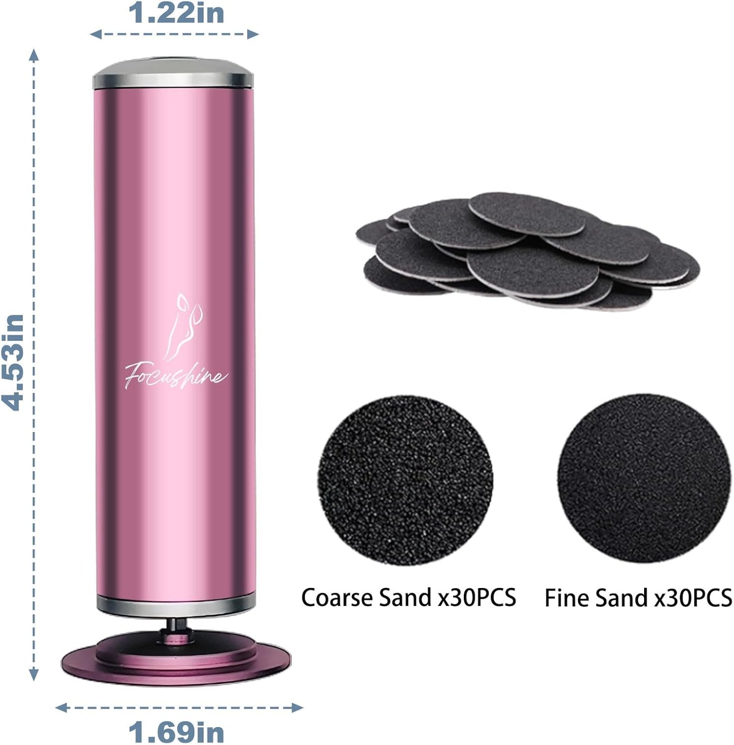 Electric Foot File Callus Remover for Smooth Feet - 60 Sandpaper Discs Included