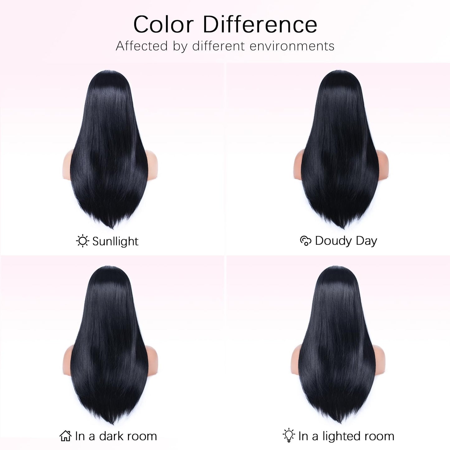 Aida ble Black Wig with Bangs Long Straight Black Wigs for Women Heat Resistant Synthetic Wig for Girls Daily Use Party Halloween Cosplay Wig 24inch