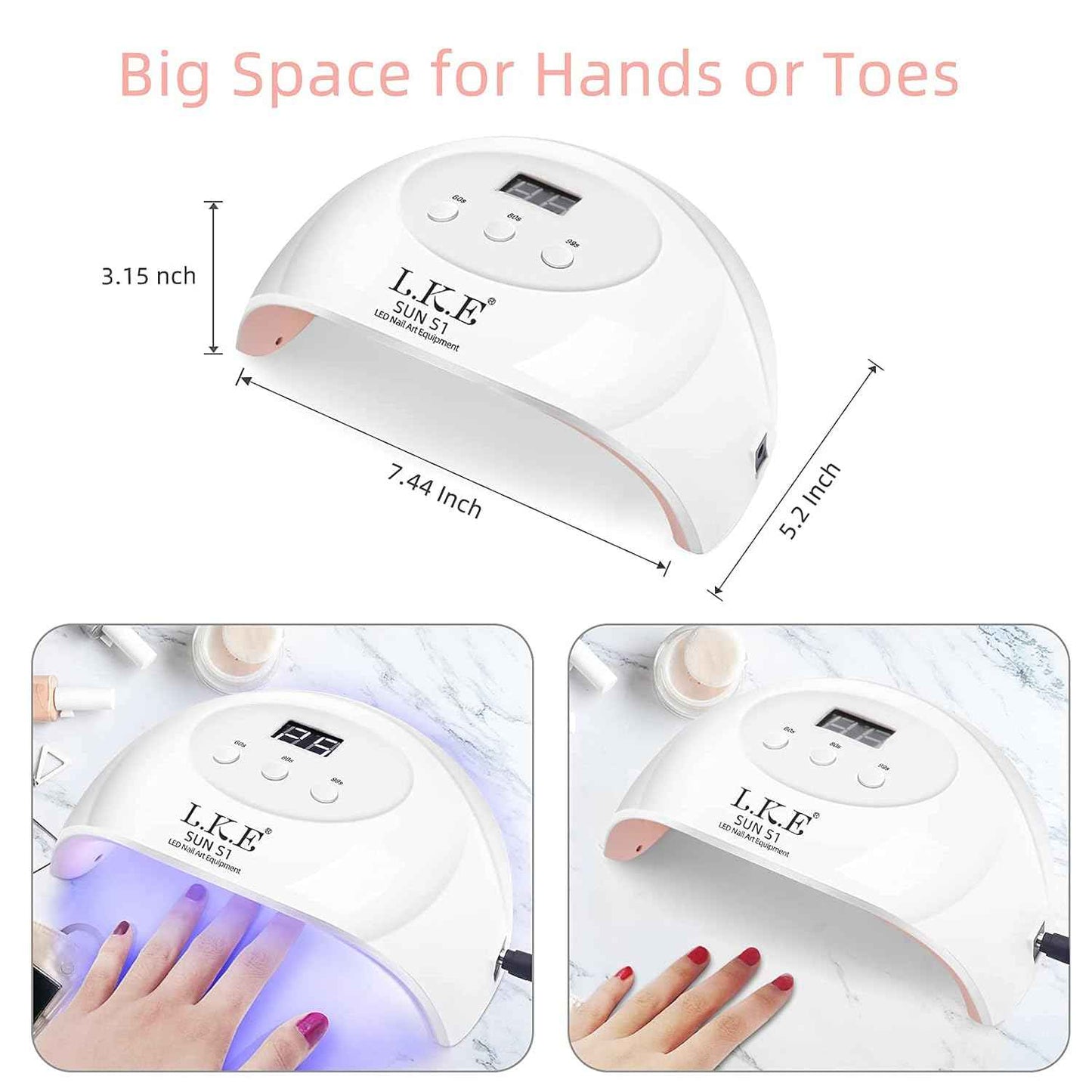 72W UV LED Nail Lamp & Nude Beige Gel Polish Set - Professional Nail Dryer for Gel Nails