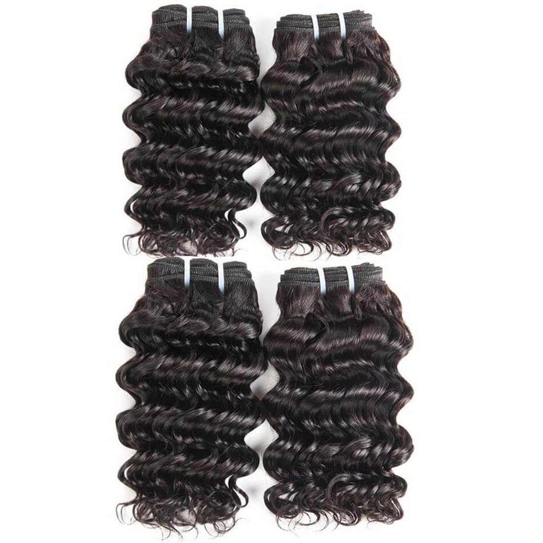 FASHION LINE Deep Wave 10inch Human Hair Bundles Natural Black Unprocessed Brazilian Curly Hair Extensions for Full Head