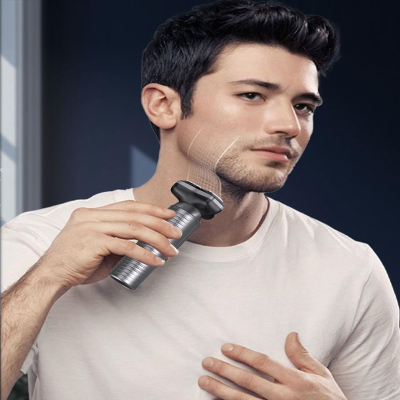 Electric Razor for Men Cordless: Wet/Dry Rotary Shaver Waterproof - USB Fast Charging & Sensitive Skin Care. 3-Blade Rotary Shaving System.LED Display, Travel Lock