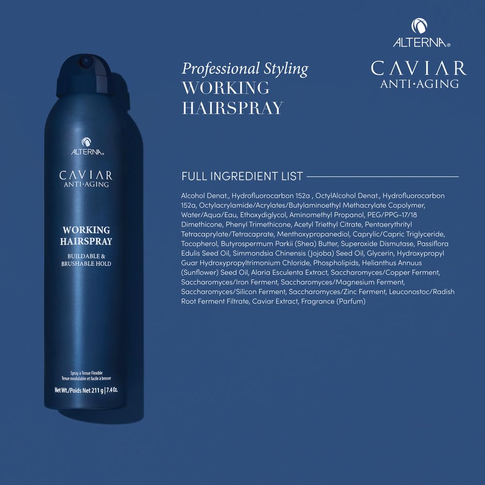 Alterna CAVIAR Anti-Aging Hairspray - Buildable Hold & Frizz Control | Sulfate-Free, Adds Shine